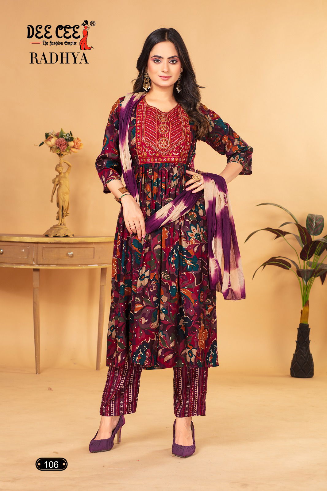 Radhya By Deecee Naira Cut Rayon Foil Printed Kurti With Bottom Dupatta Wholesale Market In Surat